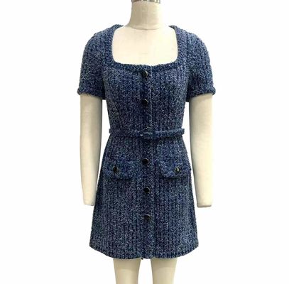 Textured Tweed Knit Fabric Jeans Dress For A Chic Vintage Inspired Look (Текстурированный твит вязанный ткань джинсы)