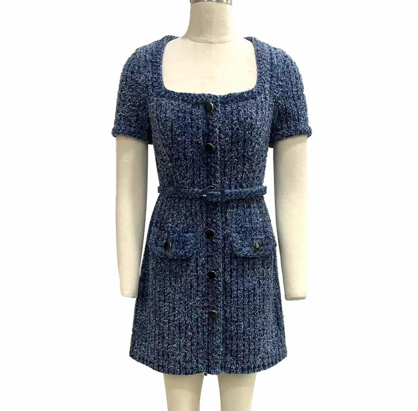 Textured Tweed Knit Fabric Jeans Dress For A Chic Vintage Inspired Look (Текстурированный твит вязанный ткань джинсы)